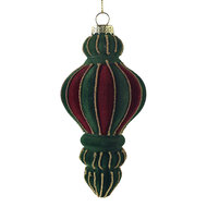 Clayre &amp; Eef | Kerstbal Groen Rood &oslash; 7x14 cm | 6GL5432