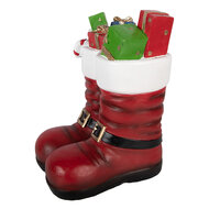 Clayre &amp; Eef | Decoratie Laarzen Kerstman met LED Rood Wit 22x22x32 cm | 6MG0183