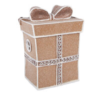 Clayre &amp; Eef | Decoratie Huis met LED Bruin Wit 12x9x16 cm / 2xAAA | 6PR6254
