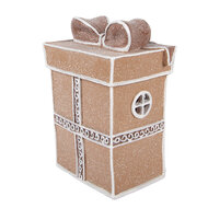 Clayre &amp; Eef | Decoratie Huis met LED Bruin Wit 12x9x16 cm / 2xAAA | 6PR6254