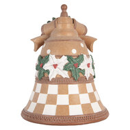 Clayre &amp; Eef | Decoratie Bel met LED Bruin Wit &oslash; 28x35 cm / 3xAA | 6PR6255