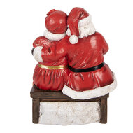 Clayre &amp; Eef | Decoratie Kerstman en kerstvrouw Rood Wit 13x10x16 cm | 6PR6321