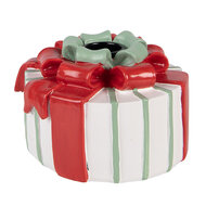 Clayre &amp; Eef | Kandelaar Wit Rood &oslash; 10x7 cm | 6PR6386