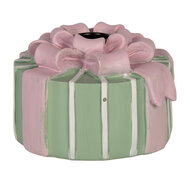 Clayre &amp; Eef | Kandelaar Roze Groen &oslash; 10x7 cm | 6PR6392