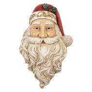 Clayre &amp; Eef | Wanddecoratie Kerstman Beige Rood 22x6x34 cm | 6PR6451