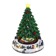 Clayre &amp; Eef | Kerstdecoratie Kerstboom met LED Groen Wit 23x19x31 cm / 3xAA | 6PR6514