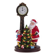 Clayre &amp; Eef | Kerstdecoratie Kerstman met LED Bruin Rood 18x14x31 cm / 3xAA / 1xAAA | 6PR6524