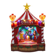 Clayre &amp; Eef | Muziekdoos Circus met LED Rood Wit 18x15x24 cm / 3xAA | 6PR6534