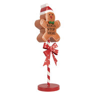 Clayre &amp; Eef | Decoratie peperkoekpop Bruin Rood 17x14x53 cm | 6Y6044