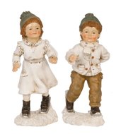 Set jongen &amp; meisje op ski&#039;s 18 cm | Clayre &amp; Eef