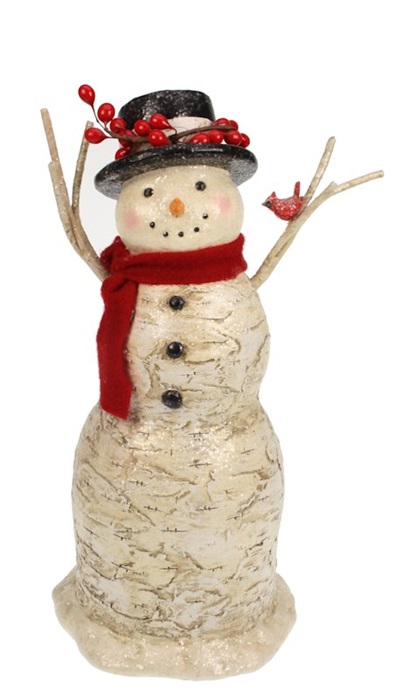 Sneeuwpop met een rode sjaal l Ø15xH30cm | Meander
