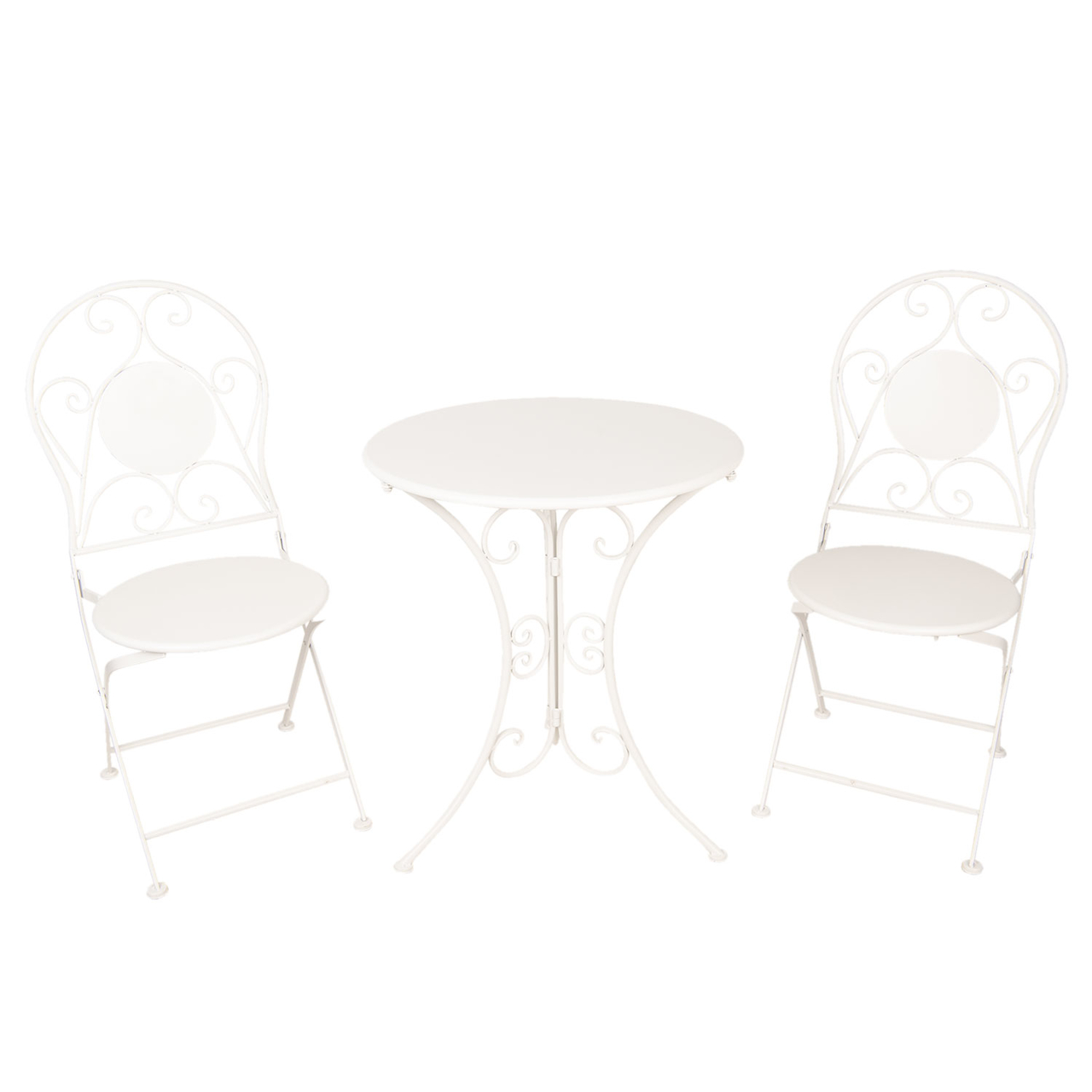 Bistroset tafel + 2 stoelen ø 60*70 / 2x ø 40*40*92 cm Wit | 5Y0633 | Clayre & Eef