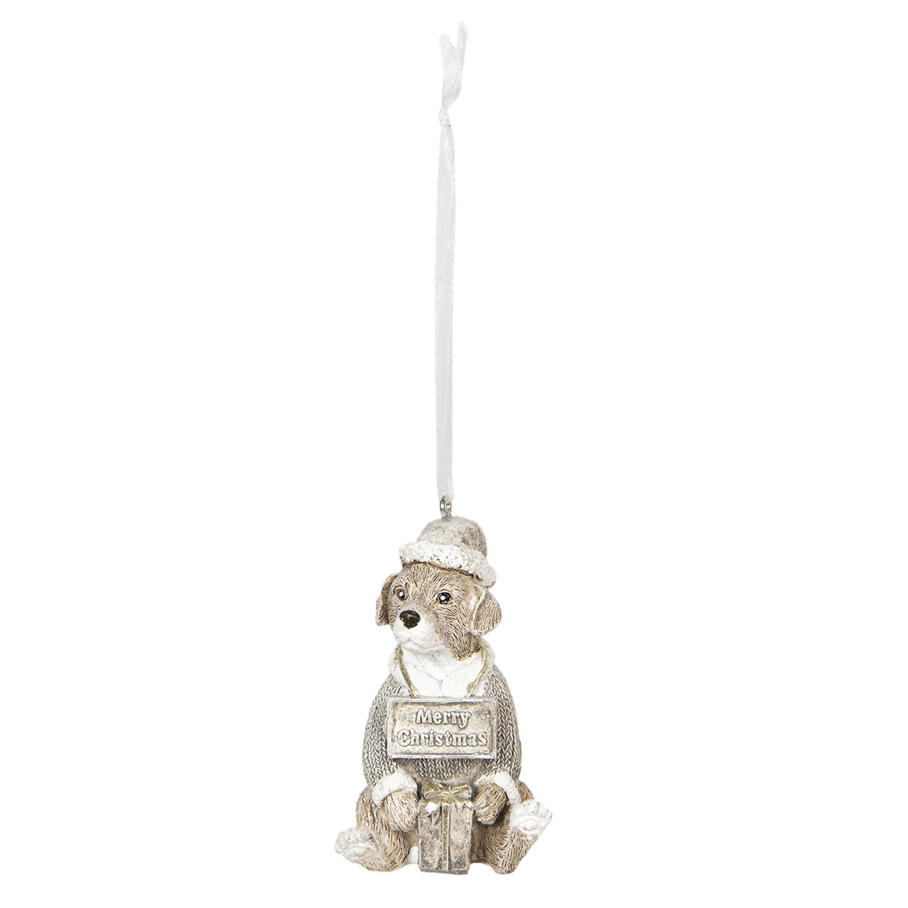 Decoratie hanger 4*4*8 cm Wit | 6PR2765 | Clayre & Eef