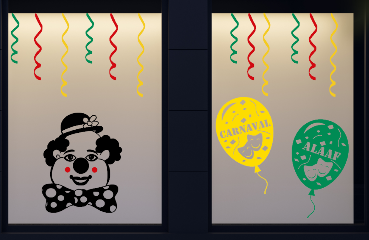 15 delige stickerset herbruikbaar serpentine & clown | Carnaval | Rosami