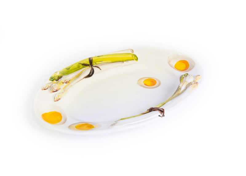 Ovale schaal asperges met 4 halve eitjes 30 x 20 cm | ASEW15 | Piccobella
