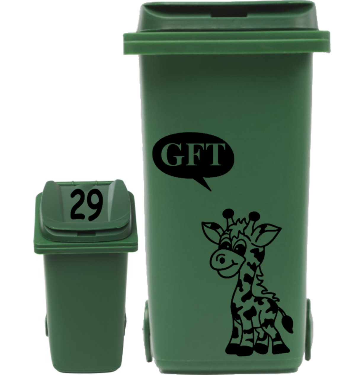Sticker set container Giraf Gft tekst + huisnummer deksel | Rosami Decoratiestickers