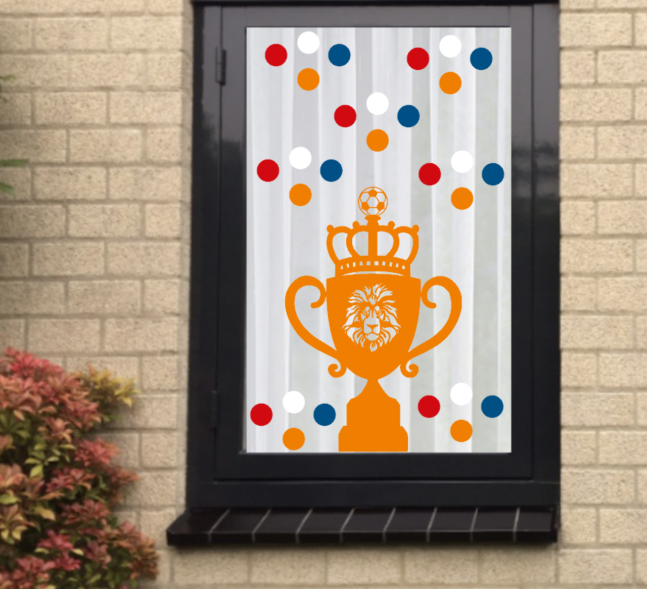 Voetbal EK WK (raam) sticker set herbruikbaar Beker & Confetti | Rosami Decoratiestickers