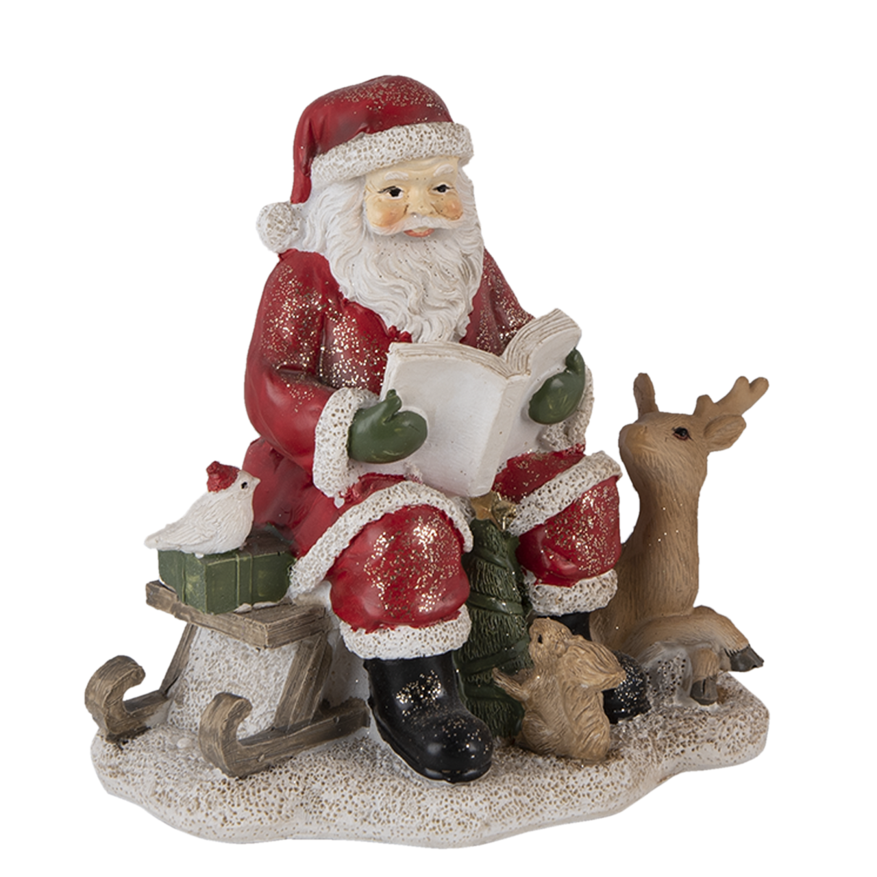 Decoratie kerstman met rendier 14*12*13 cm Multi | 6PR4723 | Clayre & Eef