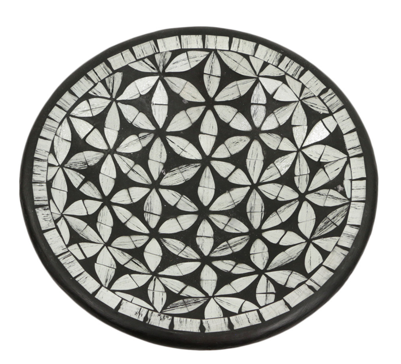 Schaal M mozaïek bloemen zwart/grijs 24 x 24 x 6 cm | SA133683 | Sarana Fairtrade