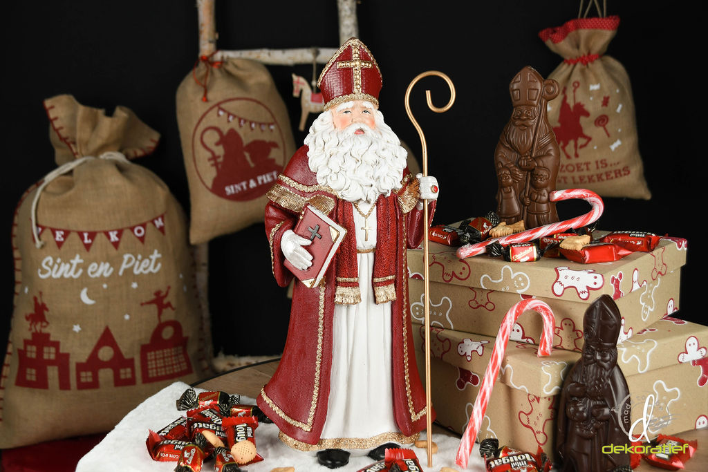 Decoratie Sinterklaas met boek & staf 40x17x15 cm| A205743 | Dekoratief - Home Sweet Home Online