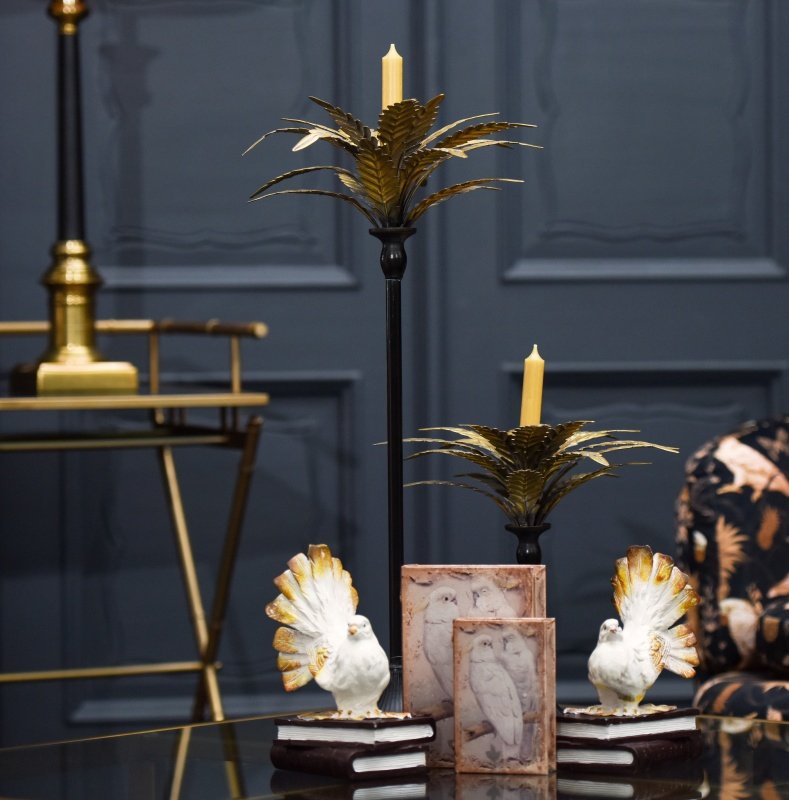 Voorbijganger Het Deter Kandelaar kaarsenhouder palmboom 33 cm x 18 cm zwart goud ijzer | 11344404  | Dutch Style - Home Sweet Home Online