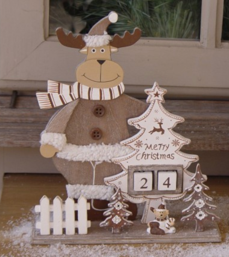 Xmas kalender eland hout 22 cm | kerstdecoratie | TCL-310681 | La Galleria