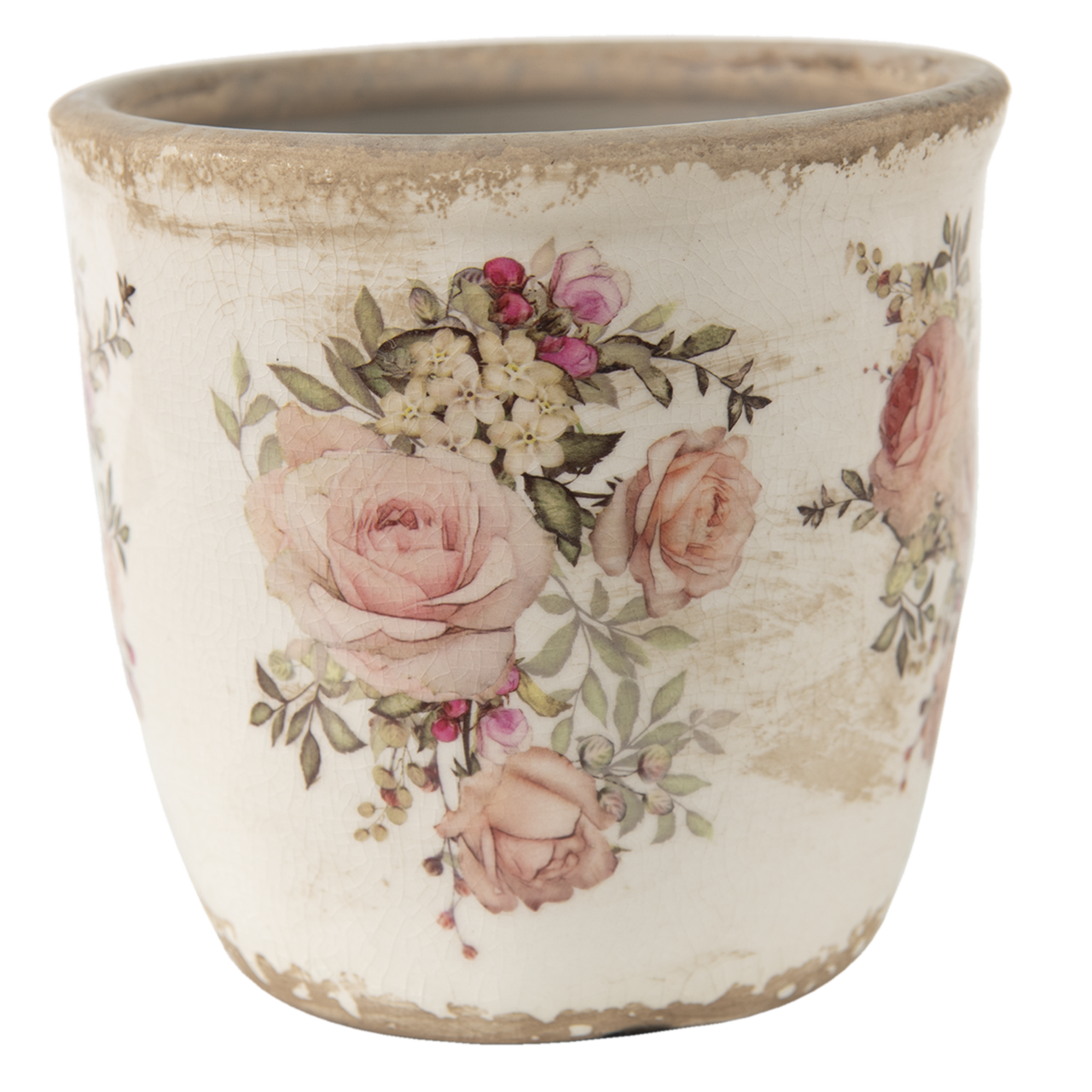 6CE1421L Bloempot Binnen Roze, Beige &oslash; 14*13 cm &oslash; 14*13 cm Roze | 6CE1421L | Clayre & Eef