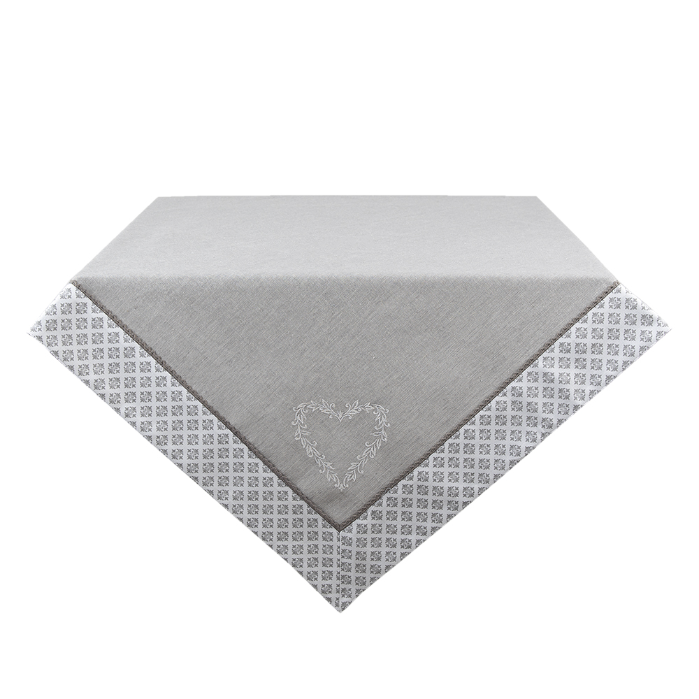 Clayre & Eef | Vierkant Tafelkleed Grijs, Wit 150x150 cm | LYH15