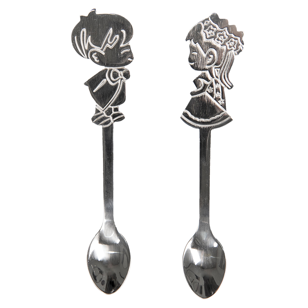 Clayre & Eef | Lepels Set van 2 Zilverkleurig 2x12 cm | 64454ZI