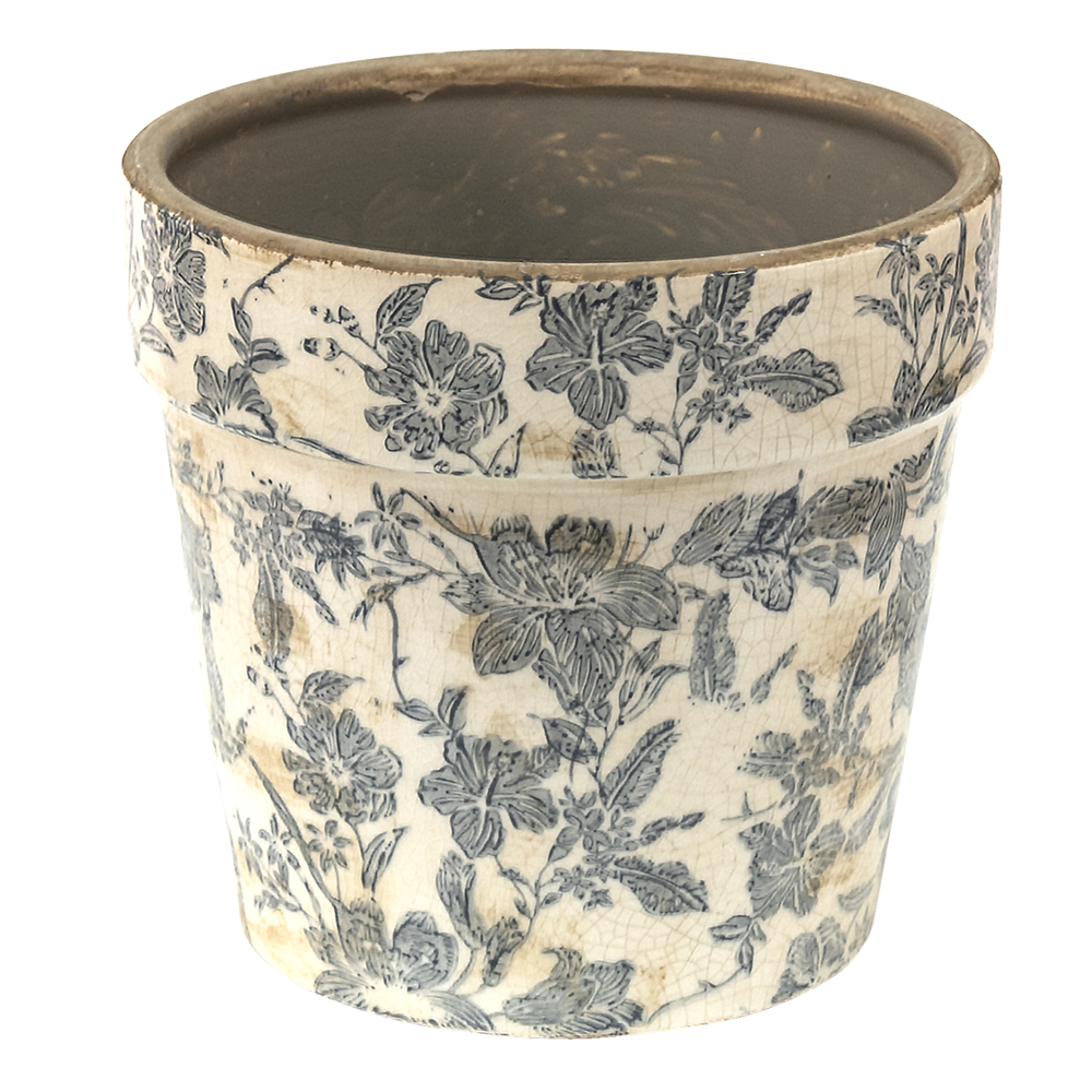 Clayre & Eef | Bloempot Binnen Grijs Beige ø 16x15 cm | 6CE1448M