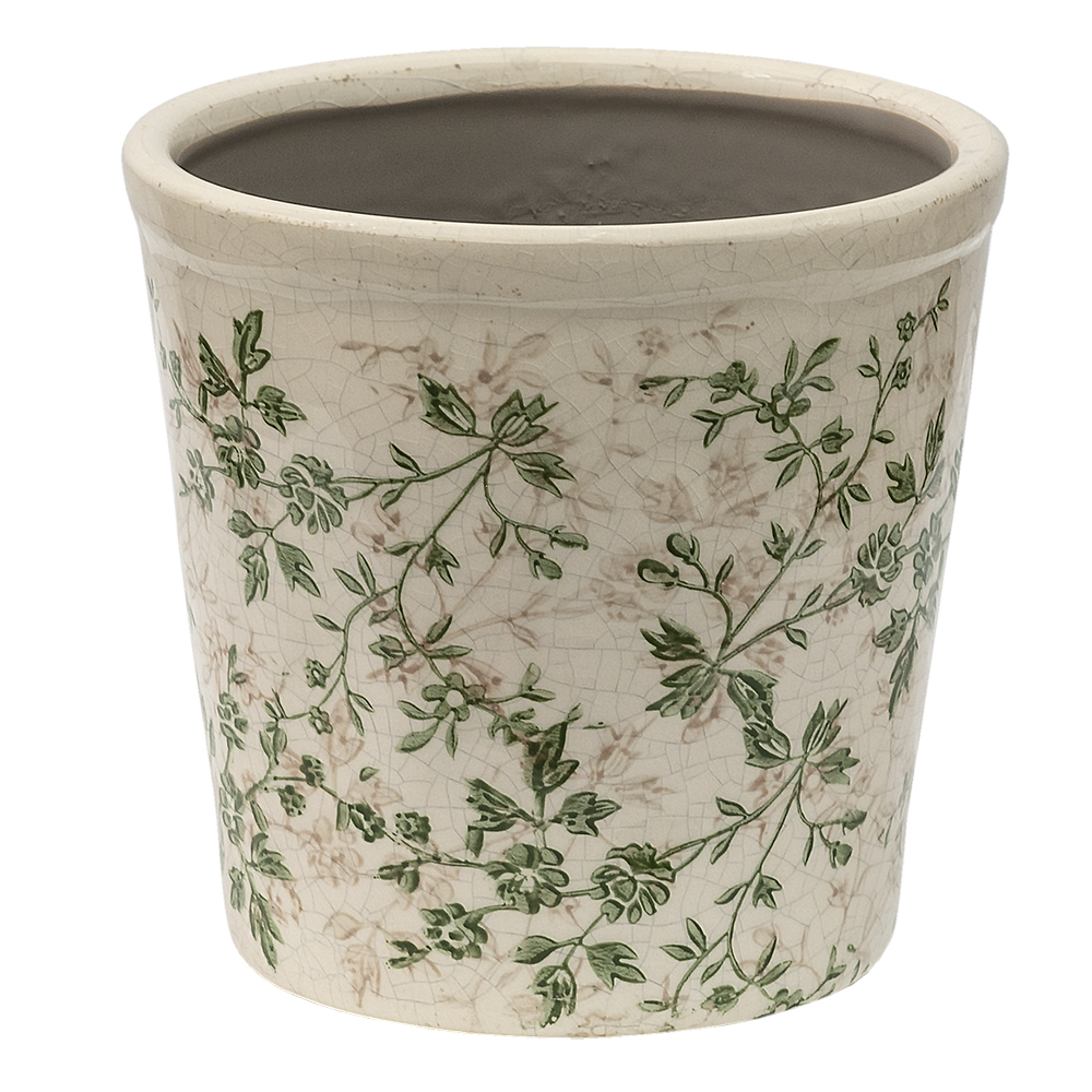 Clayre & Eef | Bloempot Binnen Groen Beige ø 16x16 cm | 6CE1457L