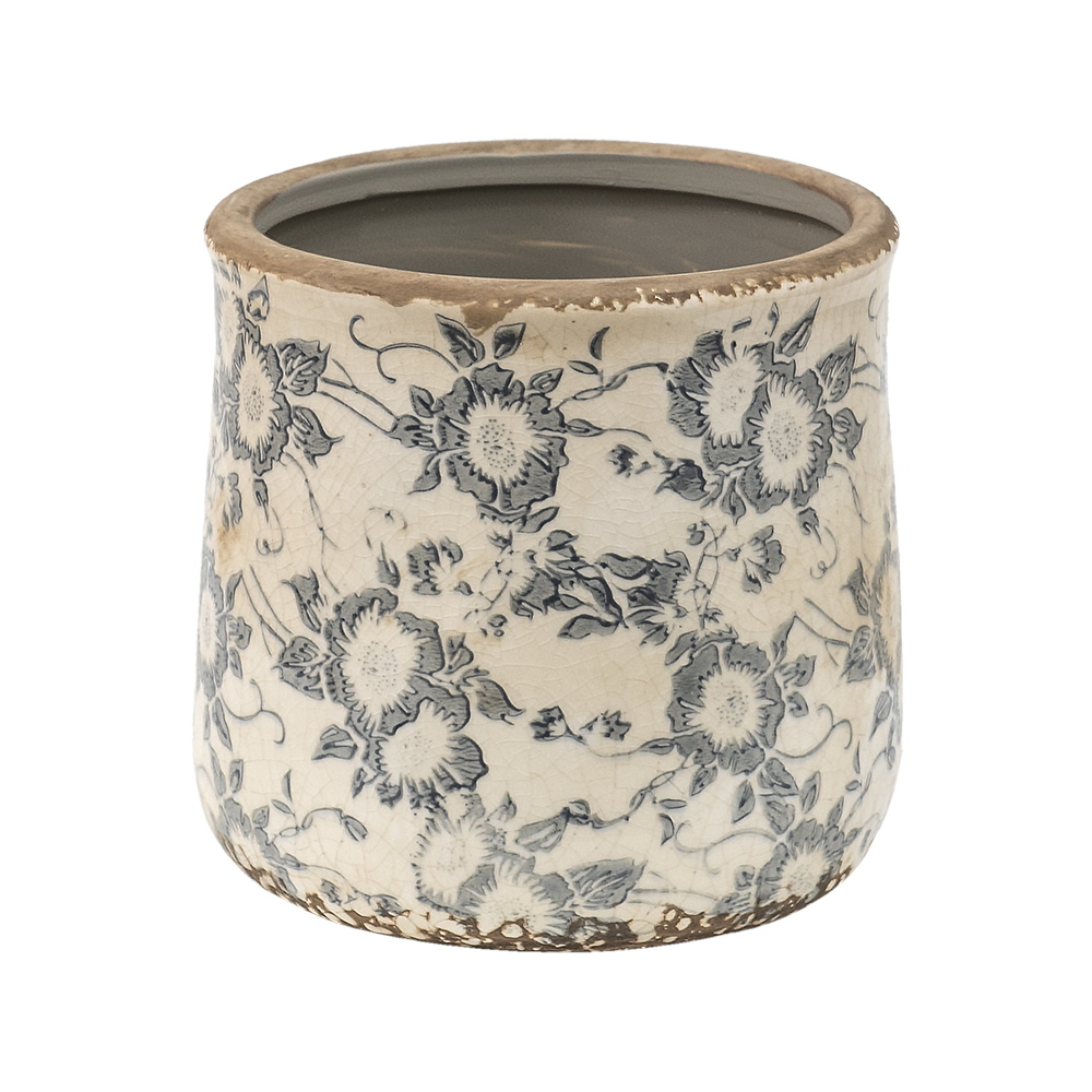 Clayre & Eef | Bloempot Binnen Grijs, Beige ø 14x14 cm | 6CE1459M