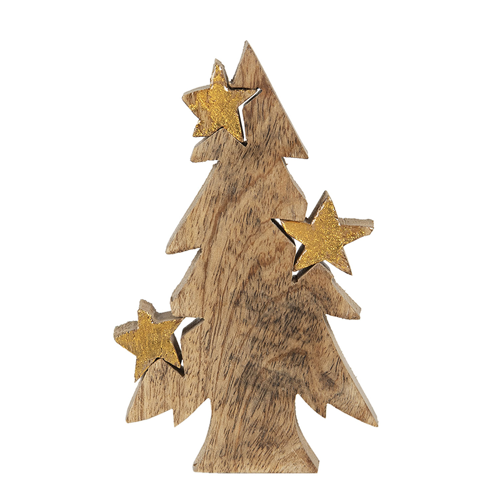 Clayre & Eef | Kerstdecoratie Beeld Kerstboom Bruin 10x3x16 cm | 6H1906