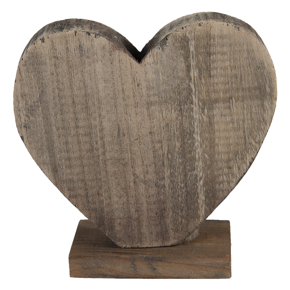 Clayre & Eef | Decoratie Beeld Hart Bruin 19x7x19 cm | 6H2137