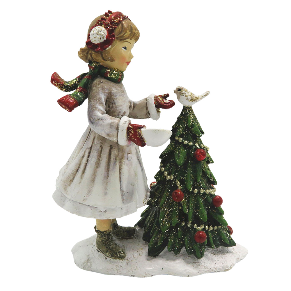 Clayre & Eef | Kerstdecoratie Beeld Kind Wit, Groen 9x5x12 cm | 6PR2786