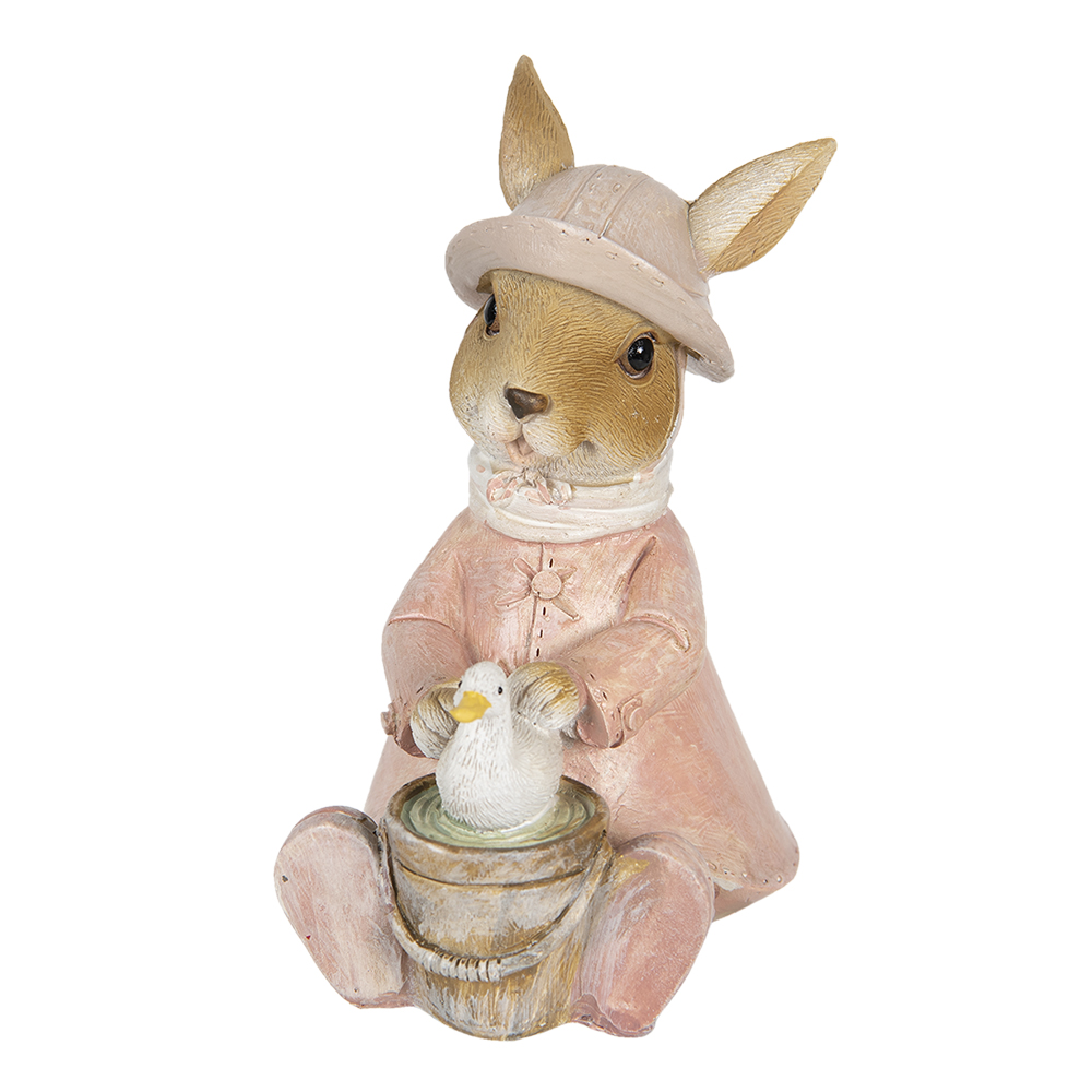 Clayre & Eef | Decoratie Konijn Roze 9x6x12 cm | 6PR3301
