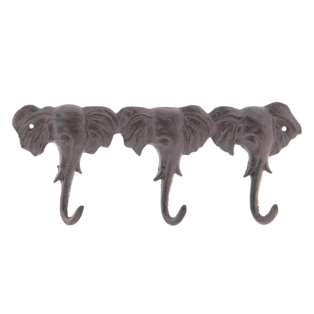 Clayre & Eef | Wandkapstok Olifanten Bruin 29x3x12 cm | 6Y3201
