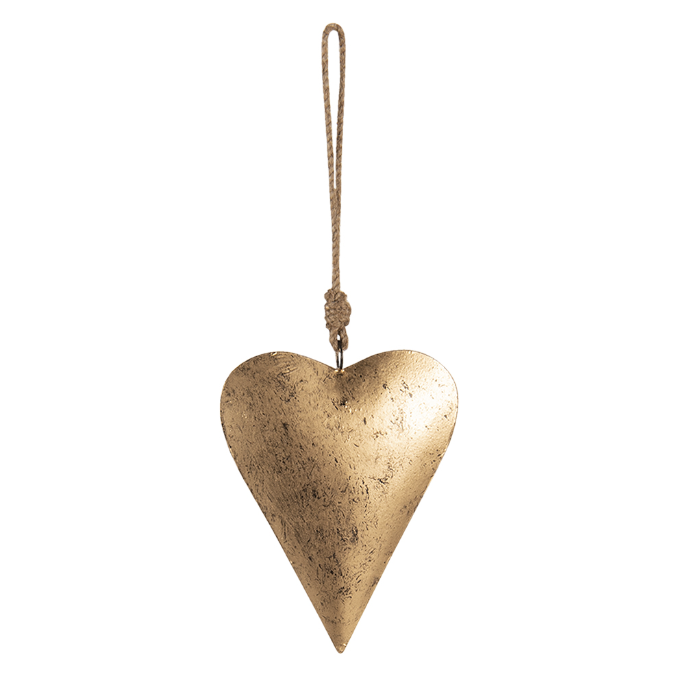 Clayre & Eef | Decoratie Beeld Hart Goudkleurig 15x2x15 cm | 6Y4501