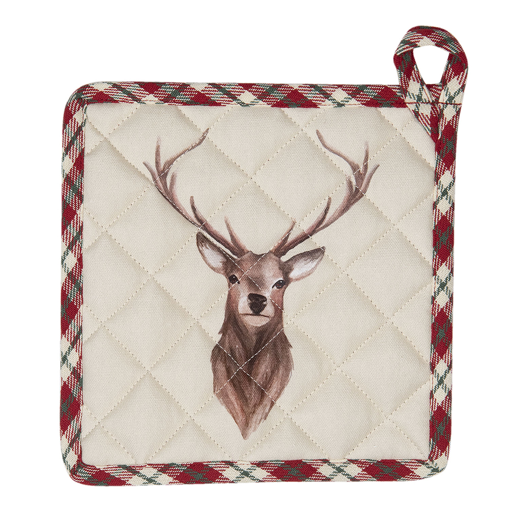 Clayre & Eef | Pannenlap Rood, Beige 20x20 cm | COL45