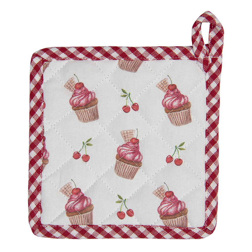 Clayre & Eef | Kind Pannenlap Rood, Roze 16x16 cm | CUP45K