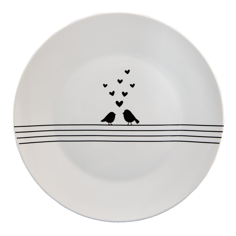 Clayre & Eef | Servies Dinerbord Wit, Zwart ø 26x2 cm | LBSFP