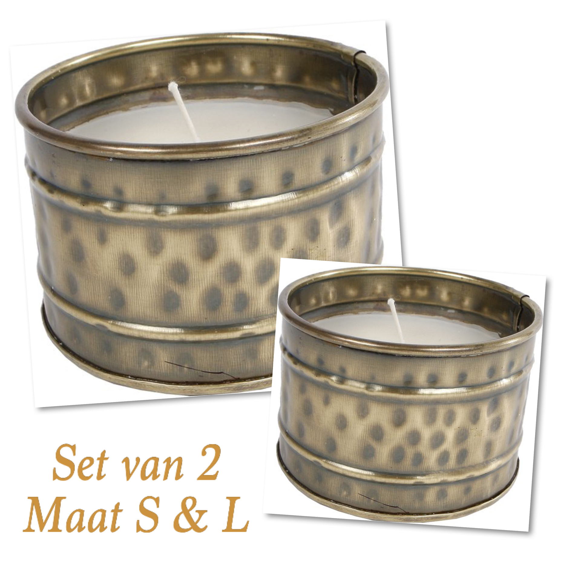 Set van 2 kaarsen maat S & L Kaars Ronald L oud messing beker metaal | 091165-4 | Gifts Amsterdam | Stoer & Sober Woons
