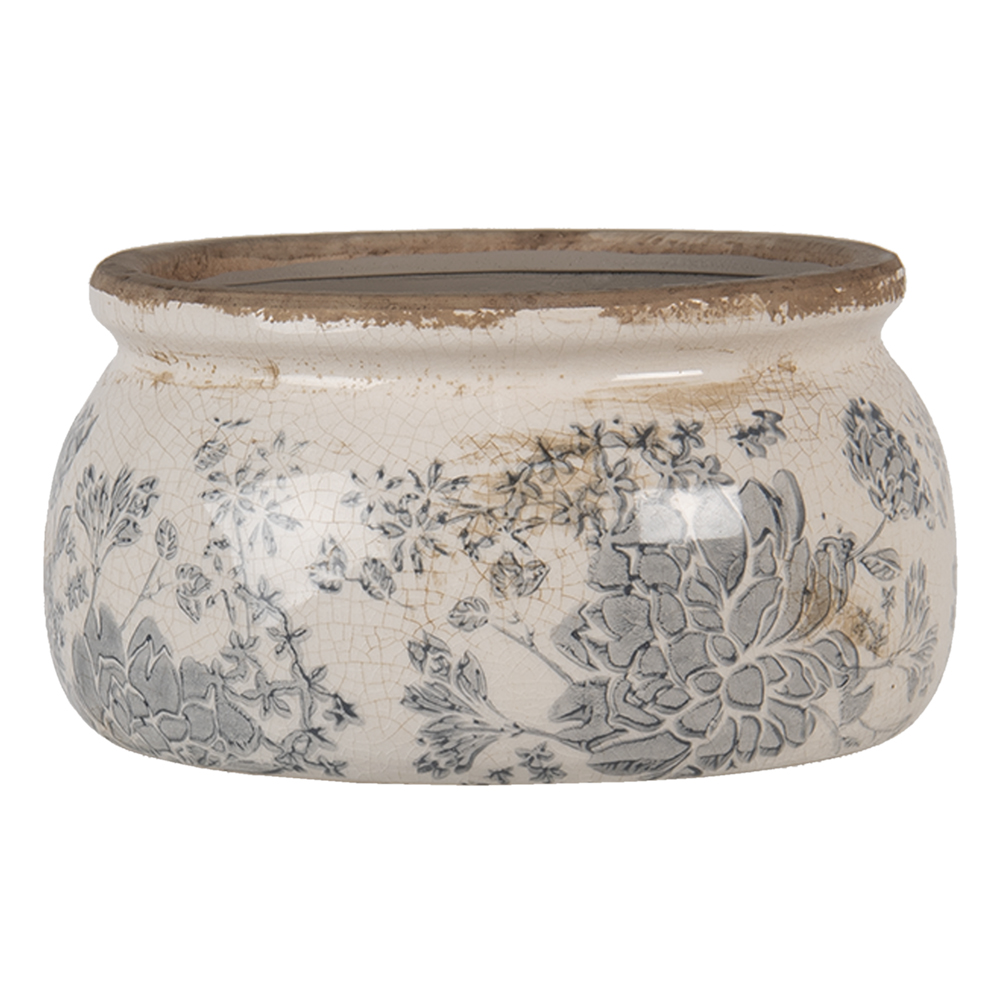 Clayre & Eef | Bloempot Binnen Grijs, Beige ø 16x8 cm | 6CE1254S