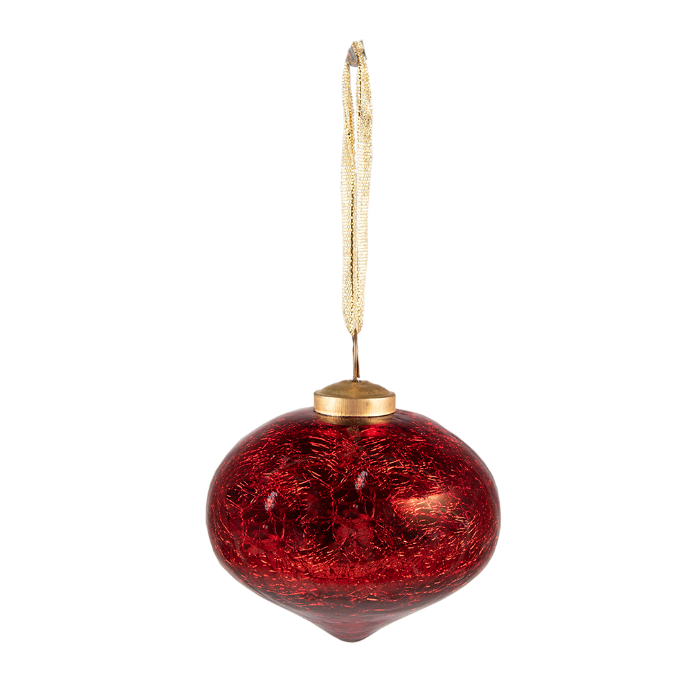 Clayre & Eef | Kerstbal Rood ø 8x7 cm | 6GL3835
