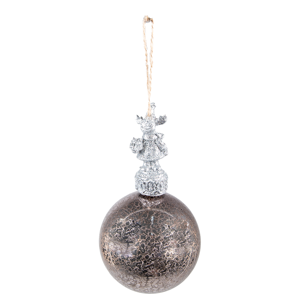 Clayre & Eef | Kerstbal Zilverkleurig &oslash; 7x14 cm | 6GL4072