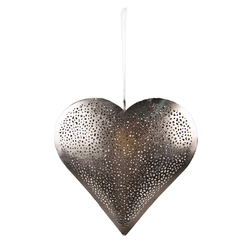 Clayre & Eef | Decoratie hanger hart Zilverkleurig 20x4x20 cm | 6Y5390L