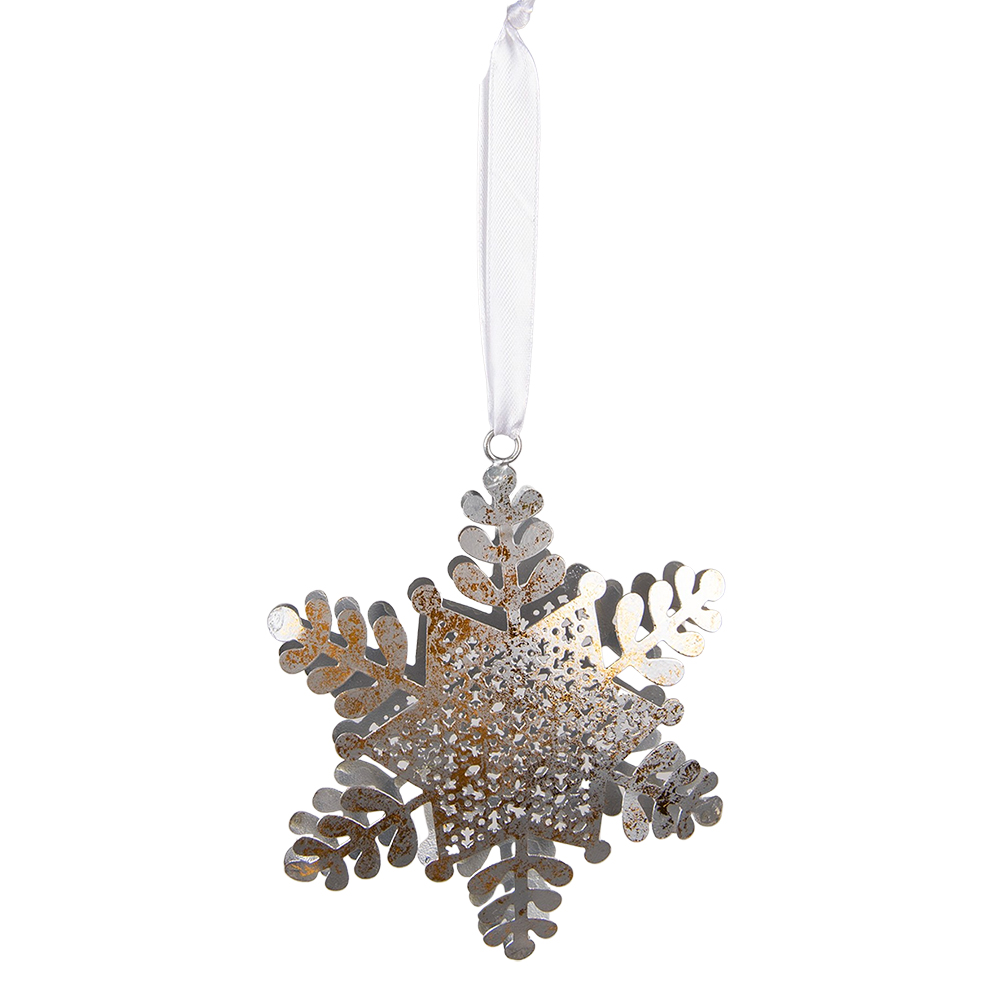 Clayre & Eef | Decoratie Hanger Sneeuwvlok Zilverkleurig 13x2x16 cm | 6Y5398L