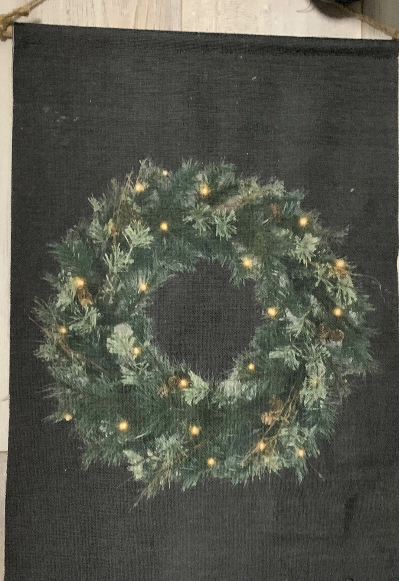 Wanddoek kerstkrans led verlichting maat S 45 x 60 cm wandkleed | 121316 | Home Sweet Home | Stoer & Sober