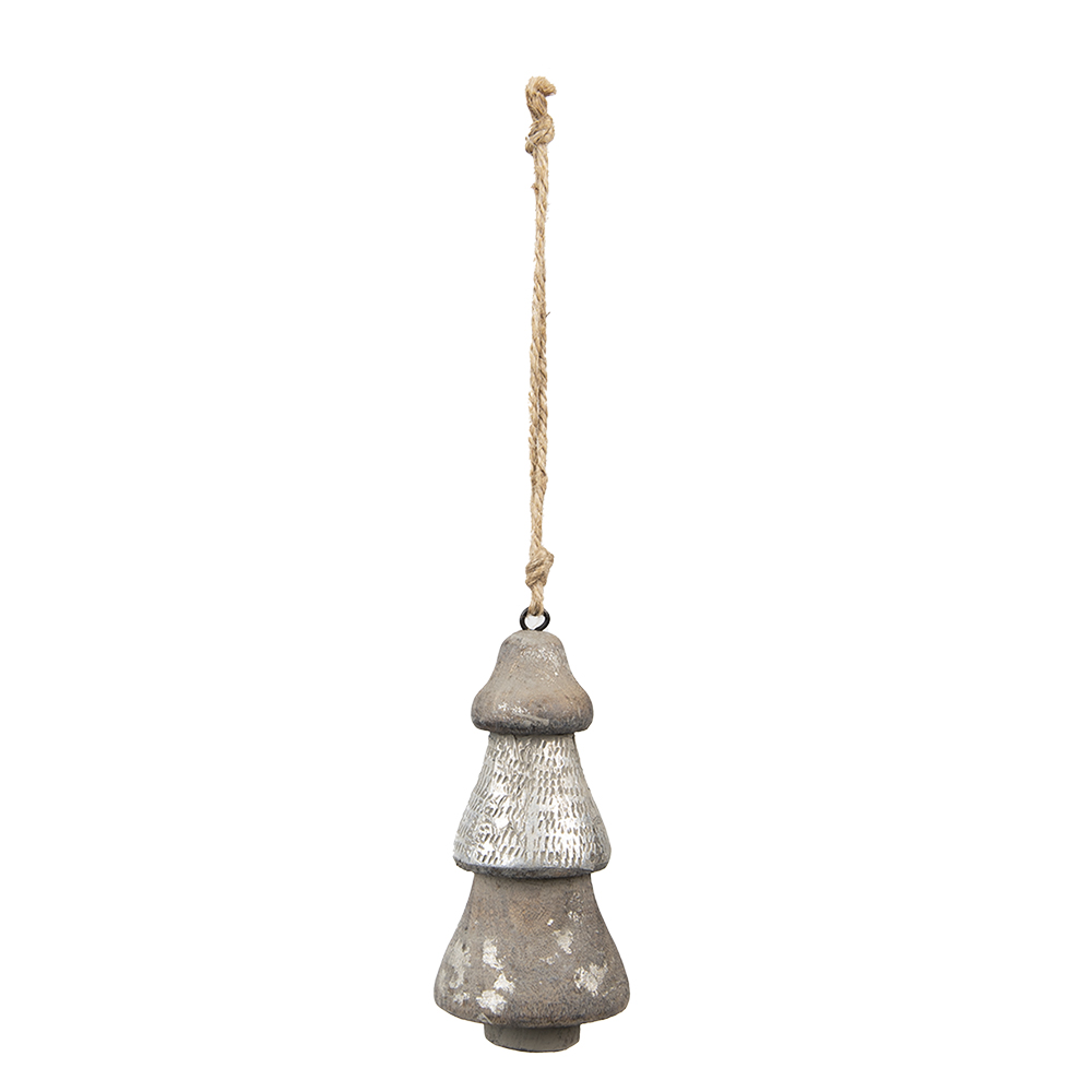 Clayre & Eef | Decoratie Kerstboom Zilverkleurig Grijs ø 6x13 cm | 6H2297