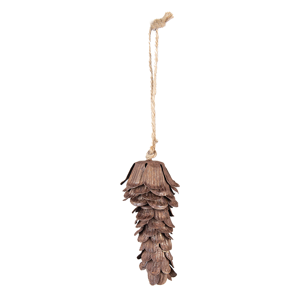 Clayre & Eef | Decoratie Hanger Dennenappel Bruin 5x5x12 cm | 6Y5450CH